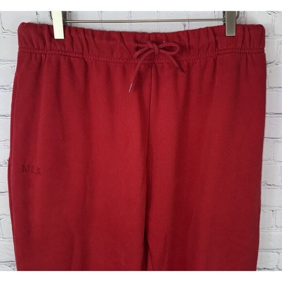 NWT MILKSTAIN Women’s Red Jogger Sweatpants Fleece Size XL - Picture 2 of 8